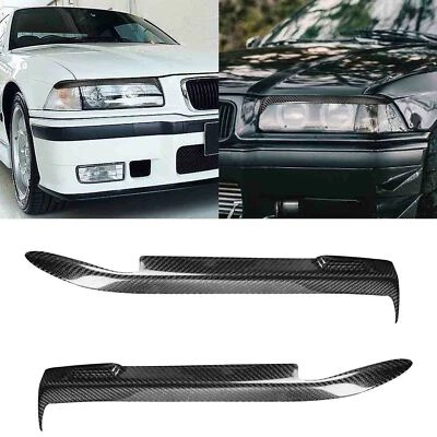 Acessório de fibra de carbono real acabamento sobrancelha para farol BMW E36 1992-1998 - Imagem 1 de 4