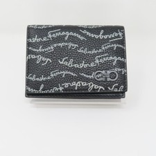 Salvatore Ferragamo Black Bifold Card Holder Wallet New Unused Leather Gancini