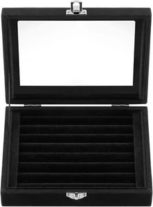 7 Slots Ring Holder Storage Box Velvet Ring Display Case Jewelry Earrings Neckla - Picture 1 of 3
