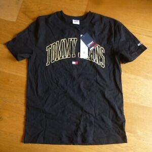 Tommy Jeans T Shirt Spell Out Big Logo Hilfiger Black S Small NEW BNWT