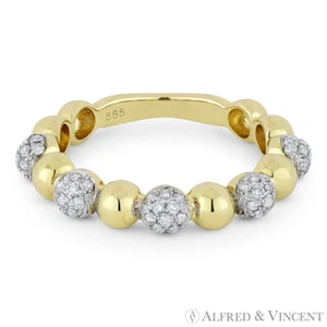 Anillo para mano derecha de oro blanco 14 K con pavimento y bola de diamantes de 0,39 quilates - Imagen 1 de 2