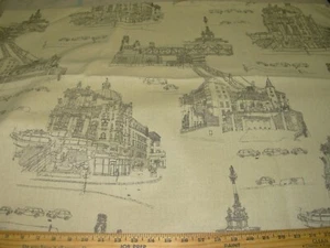 10 YDS~POTTERY BARN CITYSCAPE TOILE COTTON DRAPERY UPHOLSTERY FABRIC FOR LESS - Picture 1 of 2
