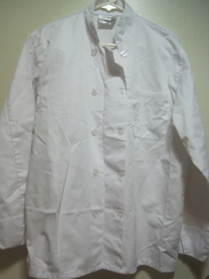 Happy Chefs Restaurant Uniform/Cook Coat SZ M WHITE Button Down COTTON BLEND - Image 1 of 2