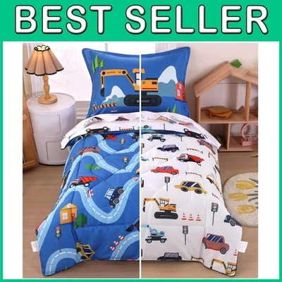 Juego de cama para niños pequeños y vehículos de construcción Foto 1 de 4