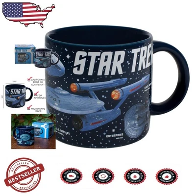 Star Trek Coffee Mug - Iconic Ships - 14oz Ceramic - Gift Box - Dishwasher Safe - Image 1 of 4