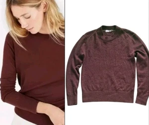 Maglione pullover girocollo donna Everlane marrone bordeaux 100% cashmere! S - Foto 1 di 4
