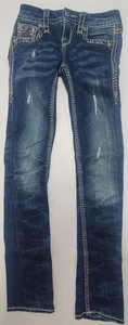 Y2K Rock Revival Embroidered Elvina Straight Cut Vintage Jeans Size 24 - Bild 1 von 23