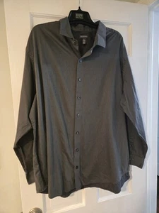 3XL 20-20.5 Van Heusen Gray Pin Stripe Button Down Collared Long Sleeve Shirt - Picture 1 of 5