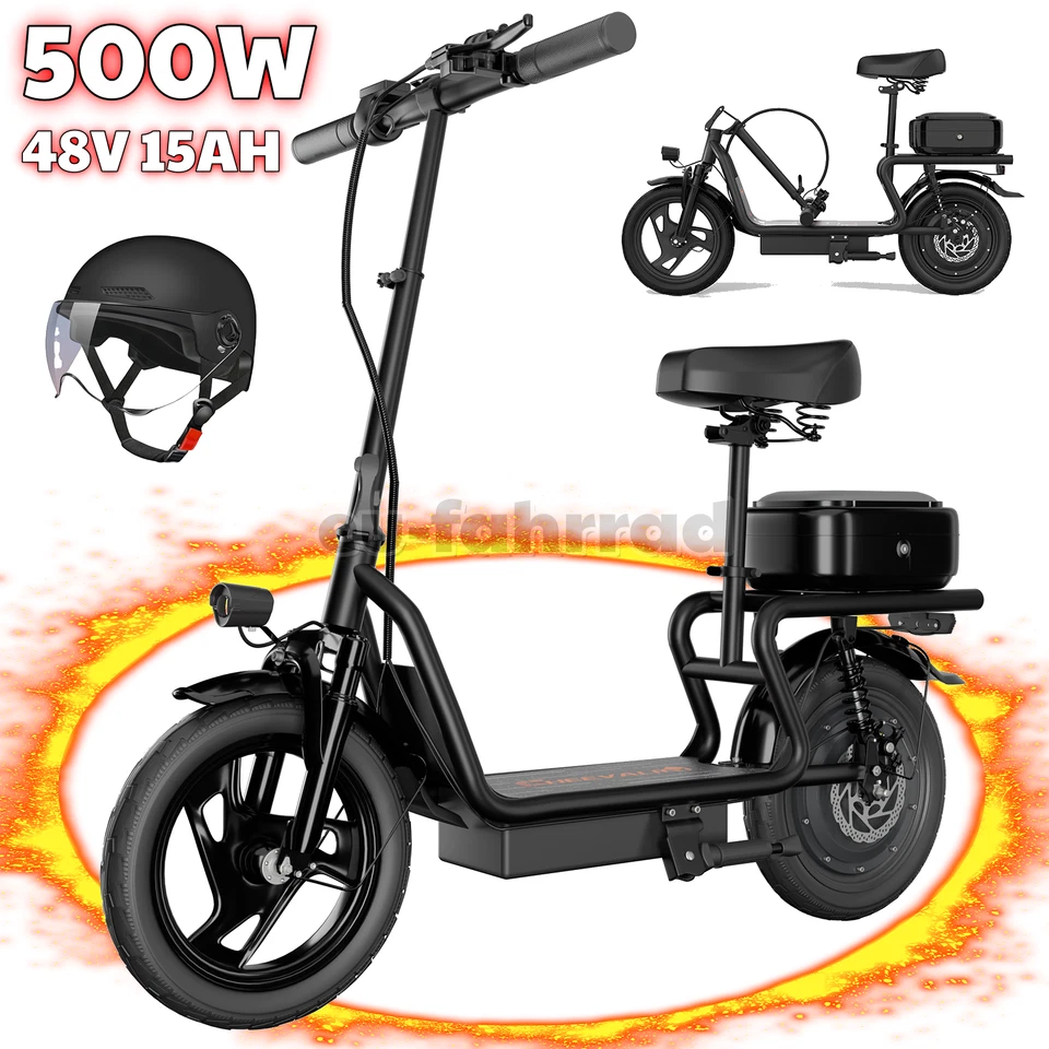 Cheevalry E-Scooter 500W Elektroroller 48V15AH Klappbar Kasten Herren/Damen