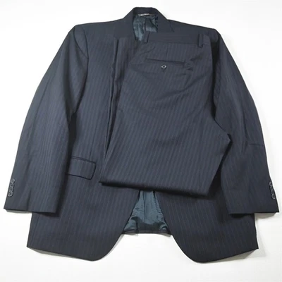 Traje para hombre Jack Victor Savile Row 44R 38x32 azul marino a rayas 100 % lana Verona Foto 1 de 4