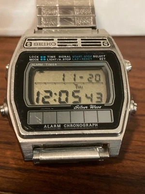 Reloj Pulsera Seiko Silver Wave A258-5000 Vintage Digital Funciona Foto 1 de 4