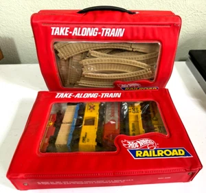 HOT WHEELS 1984 TAKE ALONG TRAIN SET SANTE FE CHESSIE C&O TRAIN CARS & TRACK~! - Picture 1 of 21