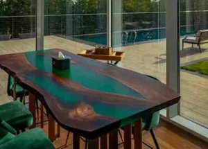 Live Edge Wooden Epoxy Counter Top, Epoxy Counter Slab, Handmade Table Decors - Picture 1 of 9