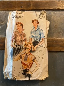 Economy Design 1950er Blusen Vintage Nähmuster Büste 32" E53 - Bild 1 von 2