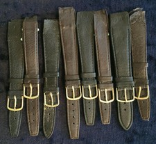 vintage job lot 8 black brown mens genuine Leather Watch Straps 26 mm