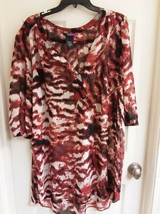 LYS Blouse, Women's Plus Size 2X, Multi Color, Sheer, Short Sleeve, EUC - Picture 1 of 4