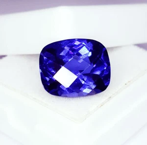Natural Blue Tanzanite Cushion Shape 10 Ct Certified A+ Gems Loose Gemstone W201 - Picture 1 of 14