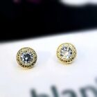 18k White Gold / Gold Filled Diamond Imitation 0.9cm Round Halo Stud Earrings