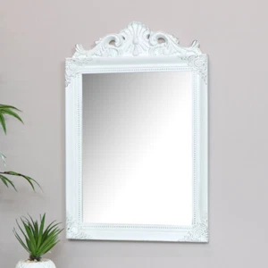 Antique white wall mirror shabby chic French living room hallway bathroom mirror - Picture 1 of 3