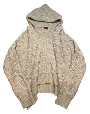 POL Hooded Sweater Anthropologie Boho Chenille Popcorn Sherpa Knit V-Neck Medium - Image 1 of 4