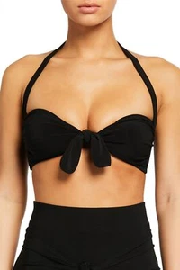 Norma Kamali 272219 Women's Tie-Front Black Bikini Top Swimwear Size S - Picture 1 of 2