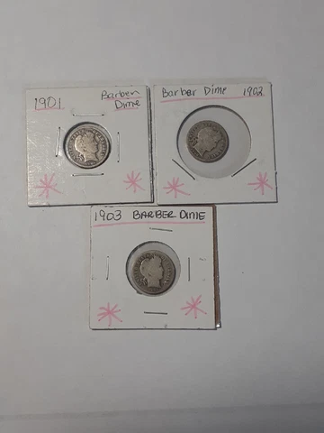 3 PC. LOT BARBER DIMES ( 1901, 1902, 1903 ) Cover