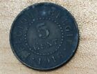 1916 Belgium 5 Centimes Zinc WWI Coin