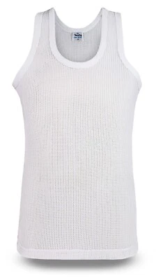 MENS VEST 100% COTTON TOP VEST MESH AIRTEX SLEEVELESS SUMMER- S M L XL - Image 1 of 4
