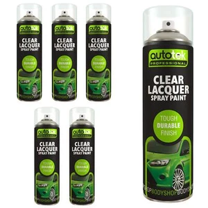 AutoTek Clear Lacquer Multi-Purpose Aerosol Spray Paint 500ml x6 - Picture 1 of 9