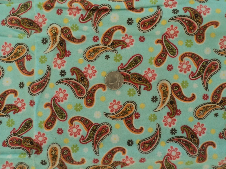 Tela de franela paisley MBT de 5/8 yd x 42" de ancho en azul claro Foto 1 de 1