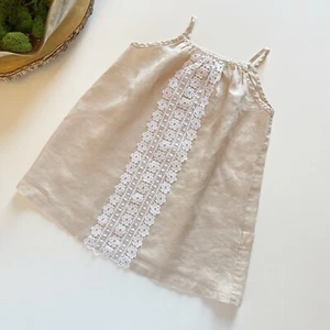 • Max & Dora 100% Linen Lace Front Dress - Made in the USA | Size 5 • - Picture 1 of 6