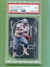EMMITT SMITH DALLAS COWBOYS 1999 SKYBOX MOLTEN METAL TOP NOTCH SILVER #4 PSA 9