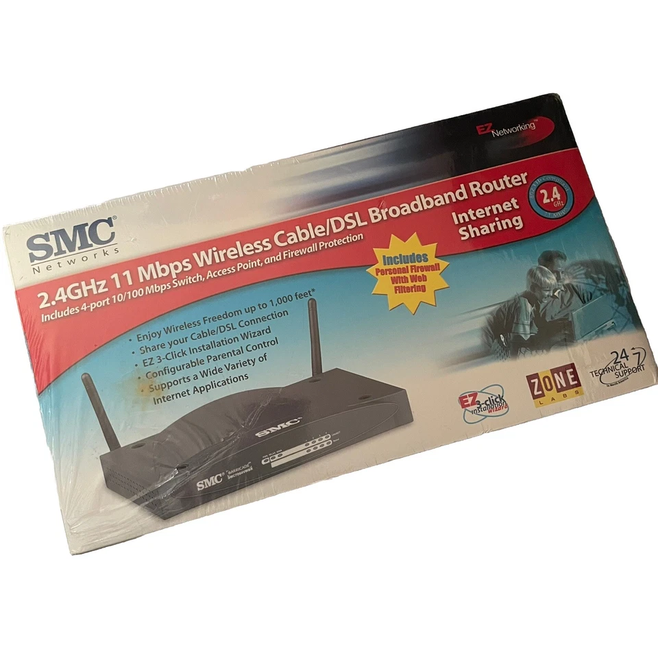 NEW SMC7004VWBR Barricade Cable/DSL Router w/ 4-Port 10/100Mbps and 802.11b - Image 1 of 4