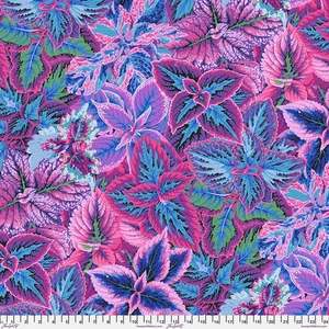 NEW! KAFFE FASSETT PHILIP JACOBS BOLD LEAVES PJ132 BLUE FLORAL FABRIC 1/2 YARD - Picture 1 of 1