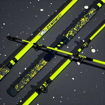 Caña de pescar para gatos en kayak: HÍBRIDA (fibra de vidrio/carbono) 7 pies, 2 pulgadas, mediana-pesada, modelo de 2 piezas Foto 1 de 4