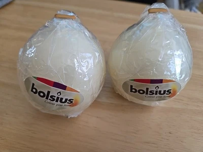 Juego de 2 velas de bola de marfil de 2,75 pulgadas sin perfume juego de velas sin goteo limpio quemado Foto 1 de 4