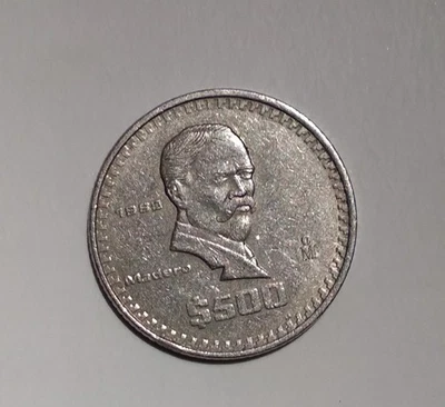 Vintage 1988 $500 Pesos Peso Madero Mexican Mexico Coin RARE Low Circulation - Image 1 of 4