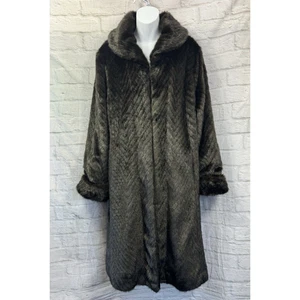 Jacques Vert Winter braun Pelzmantel Größe L wendbar irisierende Seite neu mit Etikett 299 £ - Bild 1 von 15