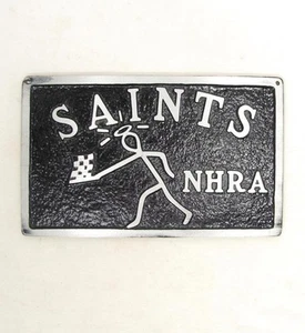 Vintage Saints NHRA Car Club Aluminum License Plate Plaque Chicago Metal Craft - Photo 1/9