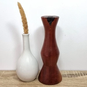 Mid-Century Modern Wooden Candle Holder 18.25cm – Danish Teak Style Retro Decor - Picture 1 of 8