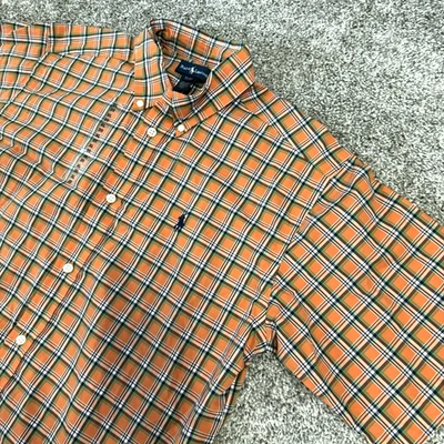 NWT Ralph Lauren Orange Plaid Short Sleeve Button Down Shirt Boys Size XL - Image 1 of 4