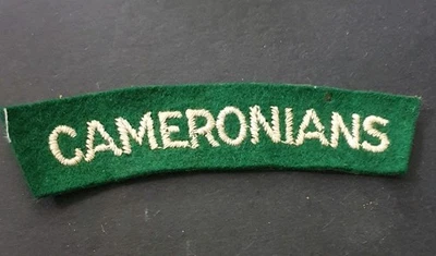 British Army - WW2 Cameronians - Scottish Rifles - Embroidered Shoulder Title. - Image 1 of 2