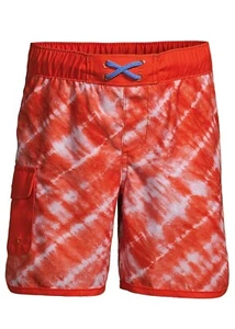 LANDS' END Big Boys' 8, 10/12, 14/16 Flame Tie Dye Cargo Pocket Swim Trunks NWT - Picture 1 of 4