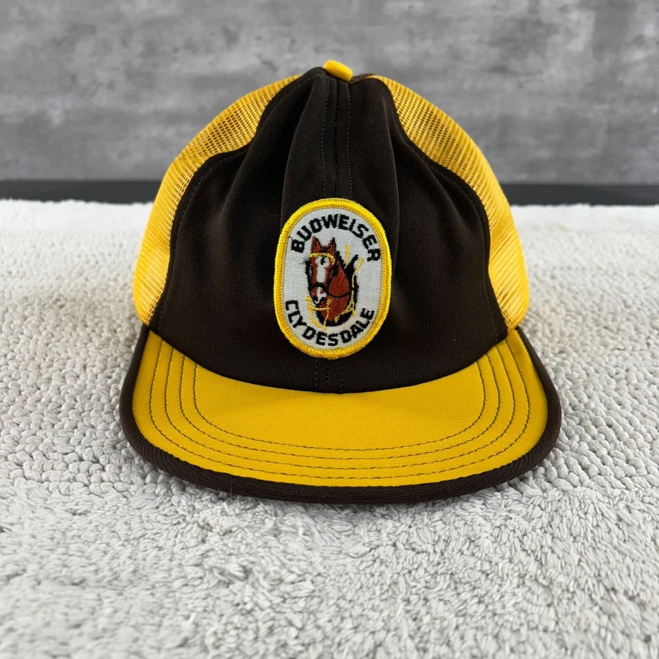 Vintage Budweiser Clydesdale Mesh Snapback Trucker Hat OSFA Patch Cap Two Tone - Image 1 of 4