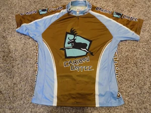 Maglia Ciclismo Caribou Caffè (XL) Cannondale Stampata Bicicletta Tour 1/2 Zip - Foto 1 di 7