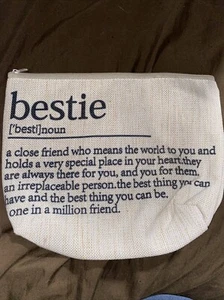 Canvas Makeup Bag With Saying Black and tan includes zipper - Picture 1 of 1