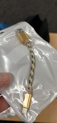 Samsung Type C USB Data Charging Cable - gold or pink. braided. 10cm long - image 1 of 2