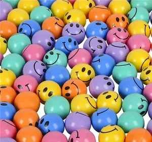 24 SMILEY SUPERBALLS, HIGH BOUNCE BALLS, SMILE, EMOJI EMOTICON FAST SHIPPING!! - Picture 1 of 1