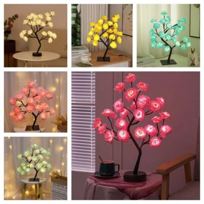  Forever Rose Tree Lamp Colorful Light Up LED Rose Tree Table Lamp USB Operated - image 1 of 4