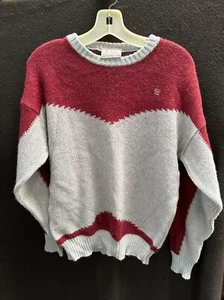 Vtg 80s Pierre Cardin Men’s Maroon & Light Gray Wool Blend Knit Sweater Large - Picture 1 of 9